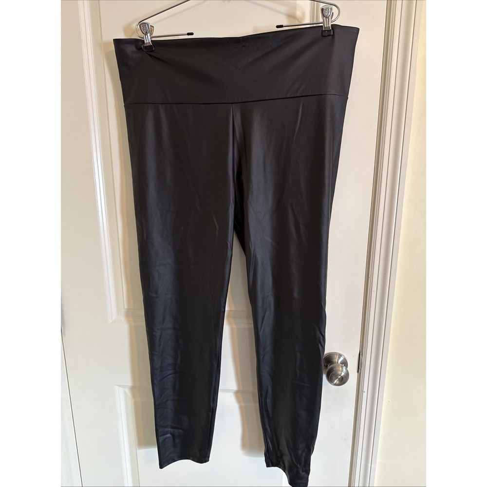 Women's Madeline & Monroe Black Stretch Pleather Pants 3XL